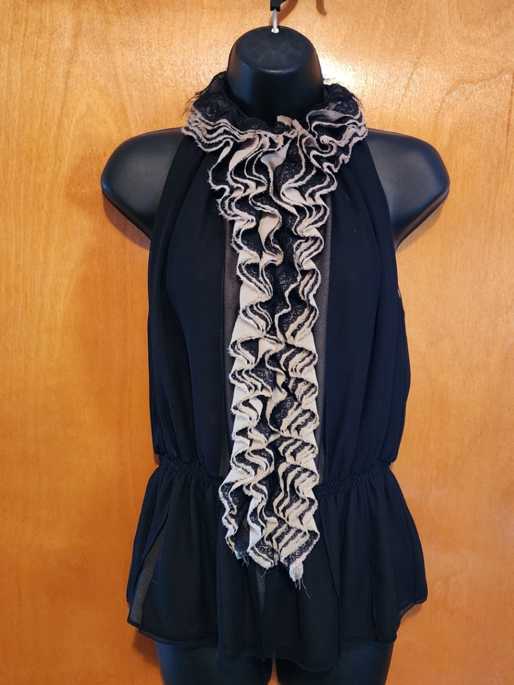 Robert Rodriguez for Neiman Marcus Ruffled Sleeveless Keyhole Blouse